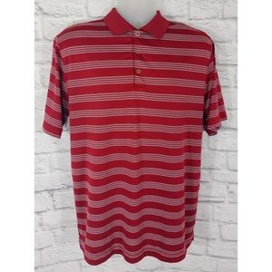 Nike Red/White Striped Dri-Fit Polo, Large